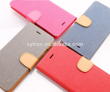 Luxury Style Denim Mobile Phone Retro Book Style Leather Phone Cover For Iphone 6