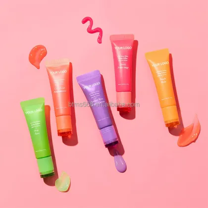 Vegan Strawberry Moisturizing Gel Pink Lip Balm for Collagen-Enhanced Wrinkle Care