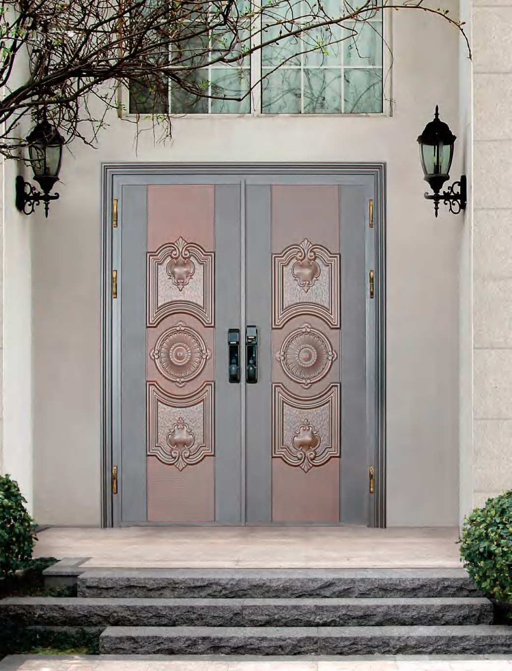 alluminum front doors in grey