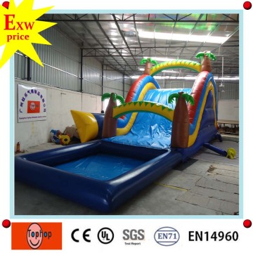 best quality commercial adult size giant inflatable pool slide for adult with climbing wall for sale