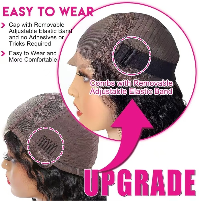 18 Inch 4×4 HD Lace Closure Deep Wave Wig 180% Density Glueless