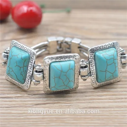 Handmade Fashion Jewelry Agate Alloy Turquoise Bracelet