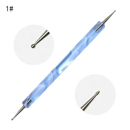 Qianya 2021 Blue and Purple Nail Art Dotting Tools - Double End Brush Pen