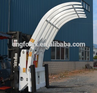 Forklift attachment with hinged broke handler and material handling clamp