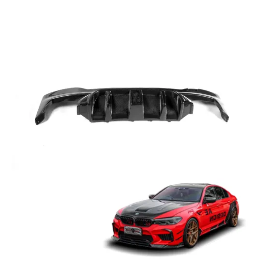 Langyu Carbon Fiber Rear Bumper Lip with LED Light for BMW M5 F90