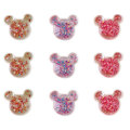 Kawaii Resina Glitter Filled Mouse Head Flatback Cabochon Fornitura di Arte Decorazione Fascino Creazione di Gioielli Artigianali