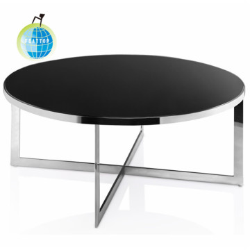 Good Quality Round Swivel Coffee Table office Metal Frame Glass Top Center Table Design Supplier
