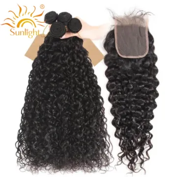 Sunlight Wholesale price Brazilian Hair Bundle with closure Cheap 10a Grade wholesale brazilian hair vendors waterwave bundles