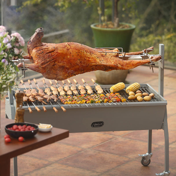 99CM Stainless Steel Commercial Charcoal Rotisserie Grill 50KG Capacity for Lamb Hog Pork for Home BBQ