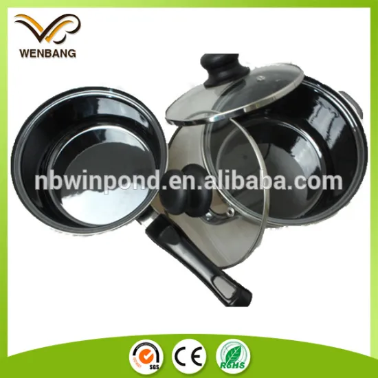 parini mirror finished carbon steel metal enamel cookware set