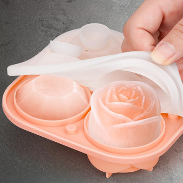 Food Grade Silicone Rose Ice Cube Molds - Reusable and Storage Friendly