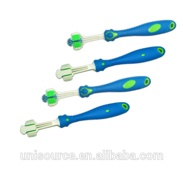 Triple heads 3 sided pets toothbrush