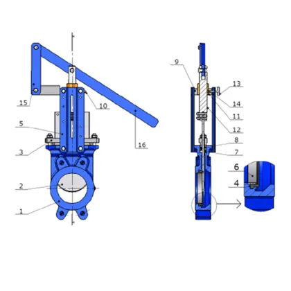 GGG 40 Electric/MANUAL/Pneumatic Body Knife Gate Valve with Lever for Water Gas Oil - China Factory Ball Structure Valve