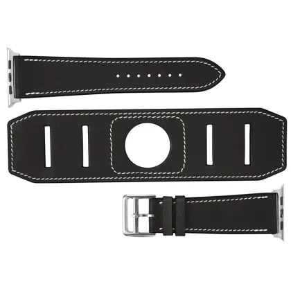 For Apple Watch,leather black cuff watch band for apple watch 42mm 38mm