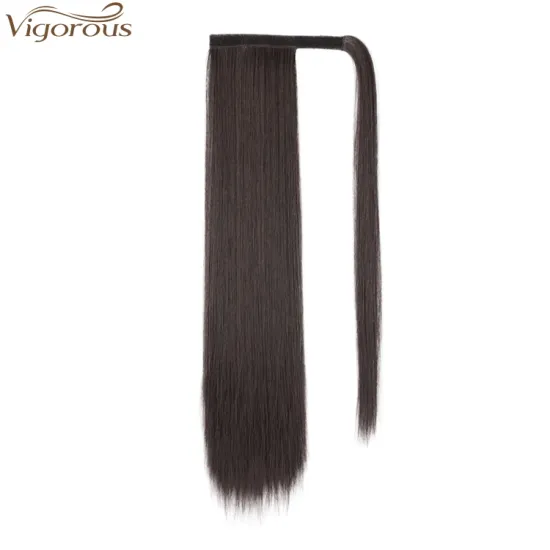 Vigorous High Quality Wholesale 22  Inch Silky Straight Dark Brown Color Ponytail Clip In Ponytail Hair Extensions