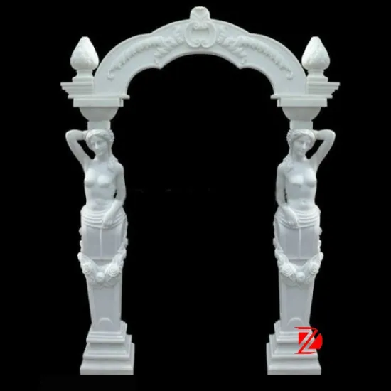 marble arch door frame with lady standing