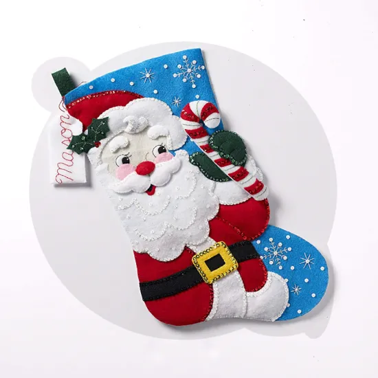 Multicolor Christmas Stocking Applique Felt Sewing Kit: Craft Your Festive Decorations