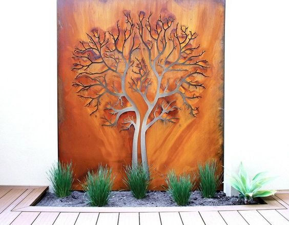 Schermo del giardino in acciaio corten decorativo a taglio laser