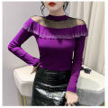 Mesh Fashion Round Neck Hollow Top