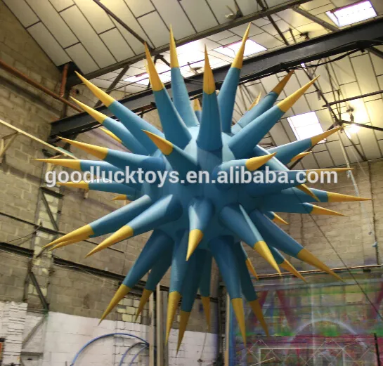 custom light color-changing hanging inflatable lighting spiky ball for sale