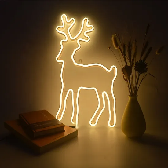 Custom Elk Shape LED Acrylic Sign for Christmas Decoration - Yellow LED Neon Sign