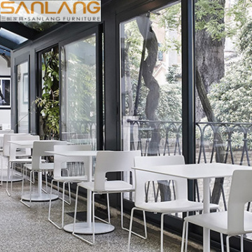 Foshan Export Manufacturers: Wood Canteen Furniture, Coffee Shop Bar Set, 4 Seater Restaurant Project Tables and Chairs