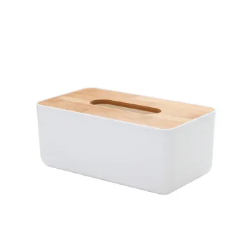 Multifunctional Bamboo Lid Napkin Organizer and Tissue Box Container