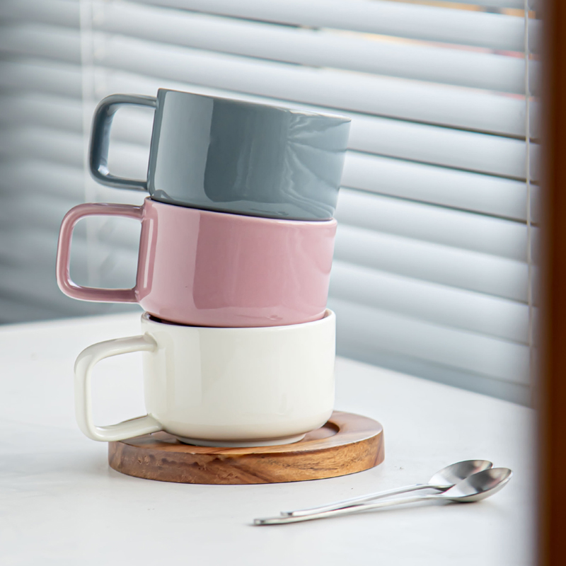 Minimalism Nordic Coffee Cup and Saucer Latte Tea Cups Set of 12 Pieces Ceramic 250ml Porcelain Coffee Mug