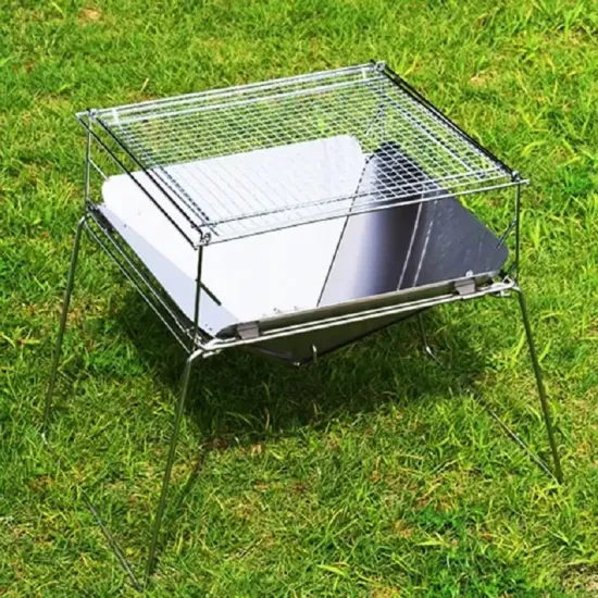 Stainless Steel Folding BBQ Grill Rack for Outdoor Camping Hiking Picnics Easily Cleaned Charcoal Grill