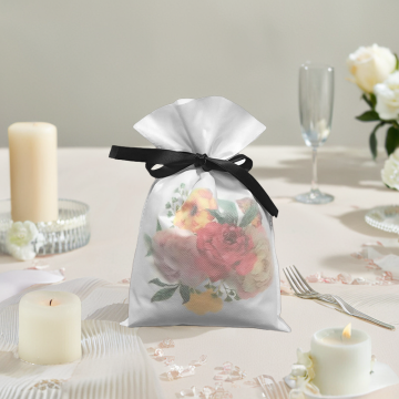 White Small Drawstring Disposable Non-Woven Gift Bags