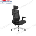 Kerusi pejabat mesh ketinggian boleh laras hitam dengan headrest