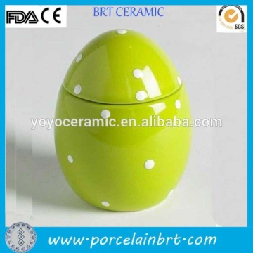 Green glazed ceramic cheap easter egg canister