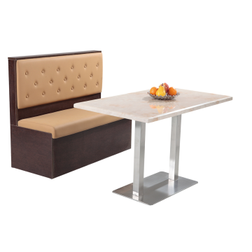 Uptop Commercial Beige Leather Booth Restaurant Sofa