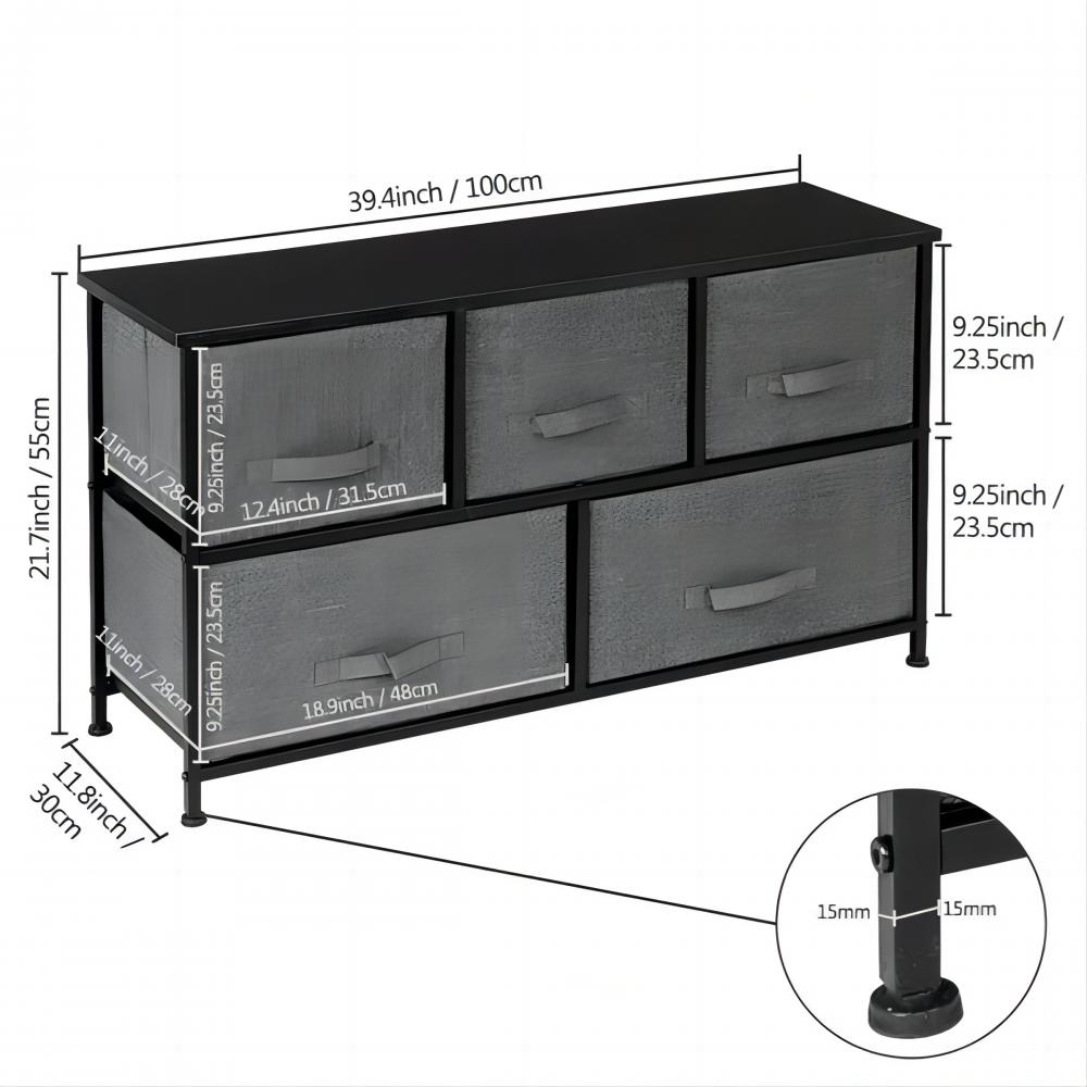 5 poubelles de rangement en tissu avec tiroirs pour vêtements