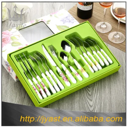 Porcelain tableware handle spoon fork knife with gift boxes