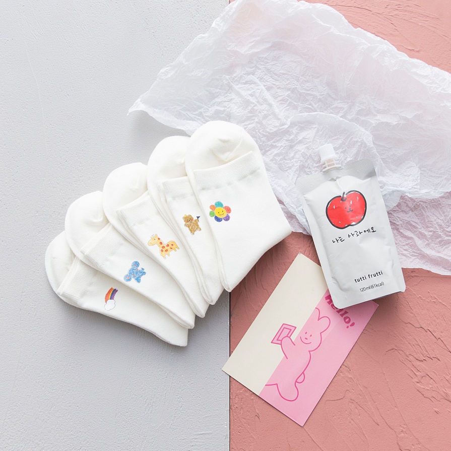 Cute Animal Embroidered Socks para sa mga Bata