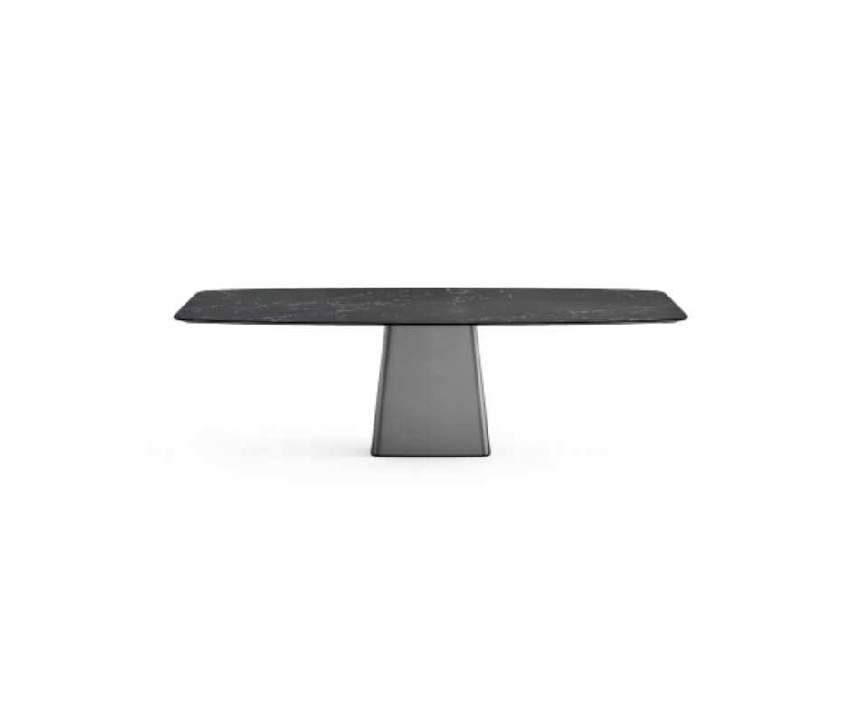 Mesa de comedor de piedra sinterizada mesa de comedor de acero inoxidable moderna mesa restaurante de restaurantes