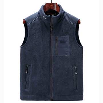 Customized Men's Shaker Fleece Vest with Letter Printing and Nylon Zipper