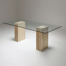 Nordic Beige Travertine Stone Dining Table
