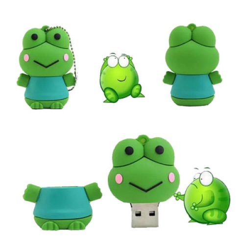 Pvc Usb Stick With Logo Green Cute Frog USB Flash Drive Manufactory