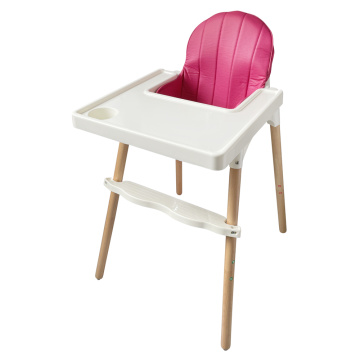 Chaise haute en bois avec pieds réglables pour enfants