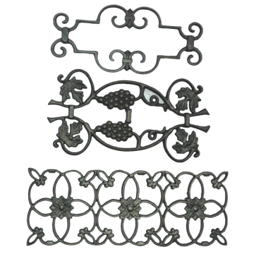 Decorative wrought iron railing components