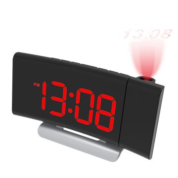 Fuzhou Home Decoration Creative Gift Custom FM Radio Snooze Voice Digital Table Table Table LED Projector Alarm Alarm พร้อม USB