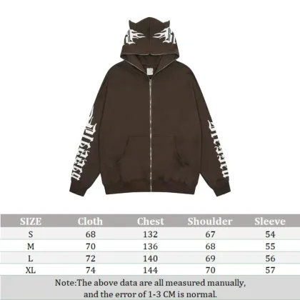 High Quality Soft Oversize Full Face Zip Up Hoodie