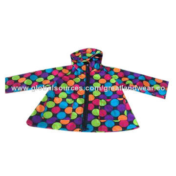 Girls jackets, made of PU fabric and polar fleece lining