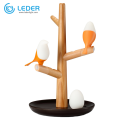 Lampe de table en bois sur pied LEDER