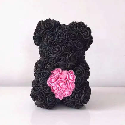 Wholesale Children's Day Gifts: Small Rose Flower Bear, PE Foam 25cm Rose Bear with Heart