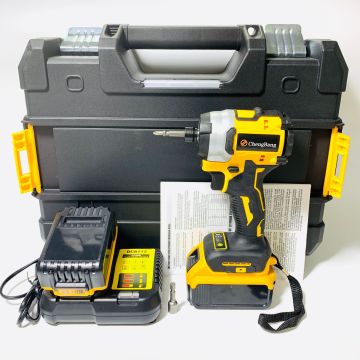 Professional 300N.M Yellow High-Power Cordless Impact Screwdriver with Brushless Motor and Original Battery Charger