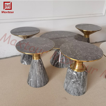 Neueste Design Metal und Keramik 1+4 Couchtisch Set für Wohnzimmermöbel
