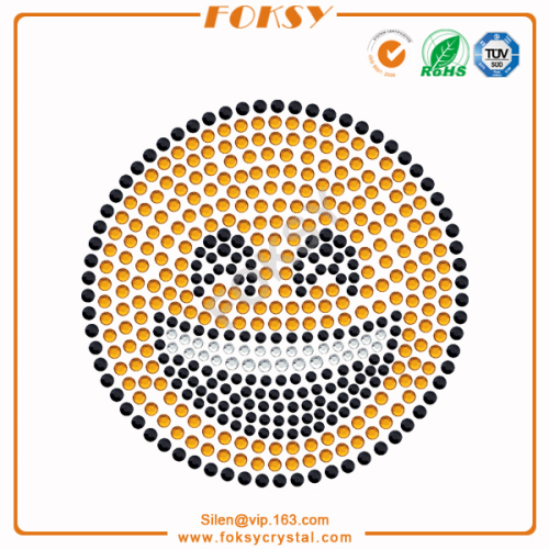 Besi emoji yang letih di rhinestones grosir